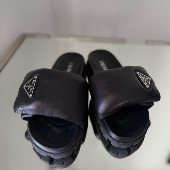 EUC Prada Soft Padded Nappa Leather Slides $1,020 36.5 - Picture 10 of 14